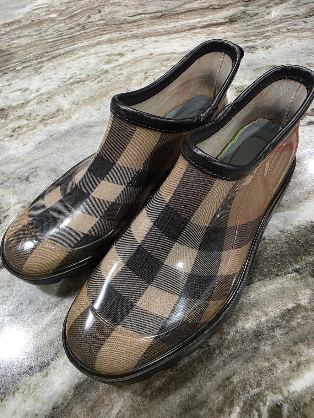 Burberry Nova Check Rain Clog Mules Size 39 Rubber Lug Sole Slip On Boots Mule 8 - Picture 3 of 13